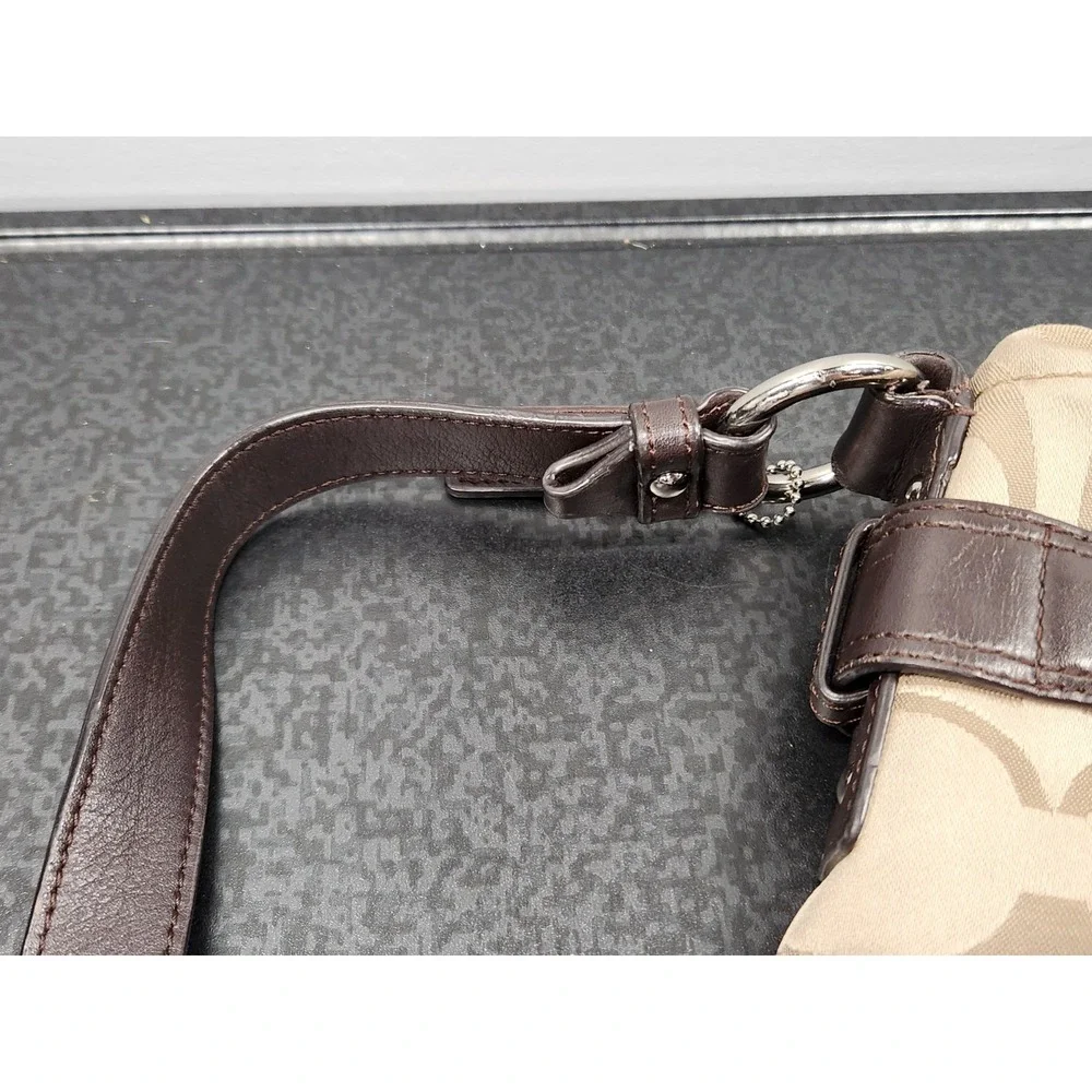 Coach Signature Leather Sateen Tan Brown F18862 Crossbody Bag Convertible Strap